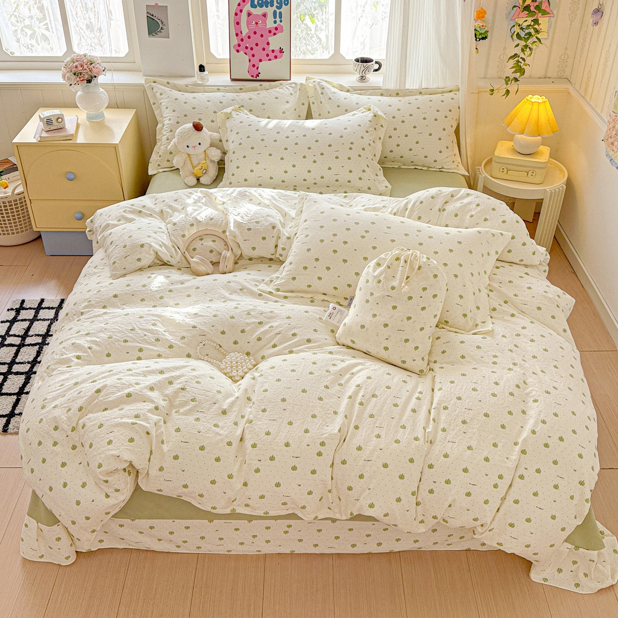 91家纺网 家纺一手货源 找家纺 （总）梦莱斯 2025新款韩国小布袋古法云感棉四件套