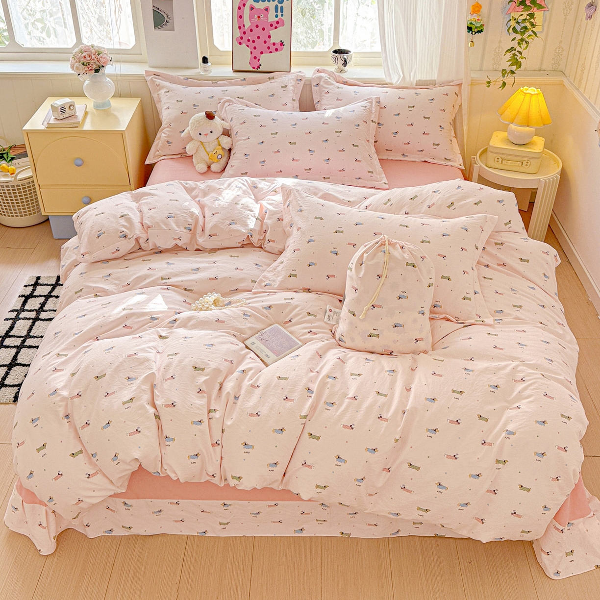 91家纺网 家纺一手货源 找家纺 （总）梦莱斯 2025新款韩国小布袋古法云感棉四件套