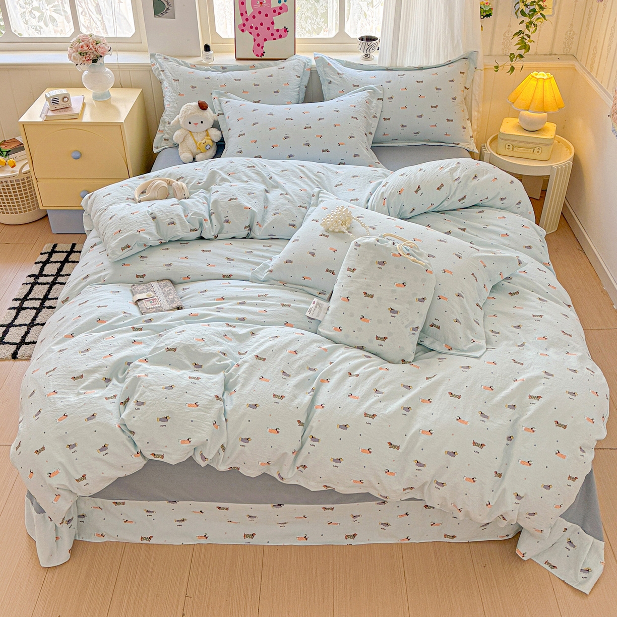 91家纺网 家纺一手货源 找家纺 （总）梦莱斯 2025新款韩国小布袋古法云感棉四件套