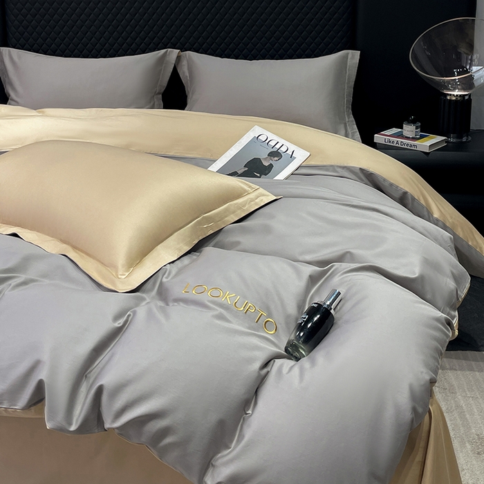 91家纺网 家纺一手货源 找家纺 观月轩家纺 2025新款100S长绒棉纯棉四件套 星空灰