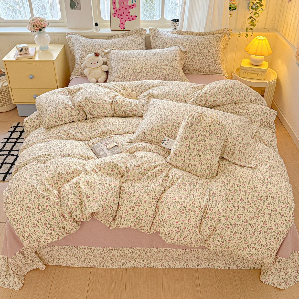 91家纺网 家纺一手货源 找家纺 （总）梦莱斯 2025新款韩国小布袋古法云感棉四件套