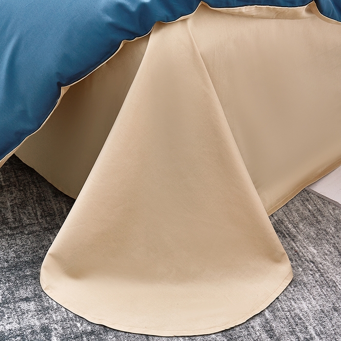 91家纺网 家纺一手货源 找家纺 观月轩家纺 2025新款100S长绒棉纯棉四件套 蓝金色