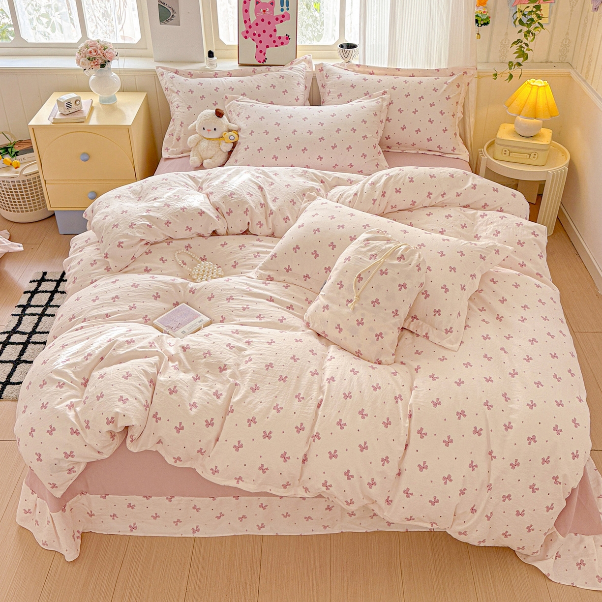 91家纺网 家纺一手货源 找家纺 （总）梦莱斯 2025新款韩国小布袋古法云感棉四件套