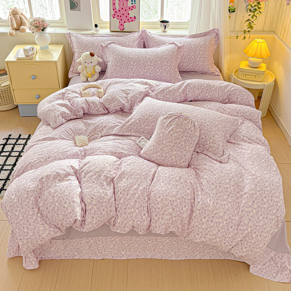 91家纺网 家纺一手货源 找家纺 （总）梦莱斯 2025新款韩国小布袋古法云感棉四件套