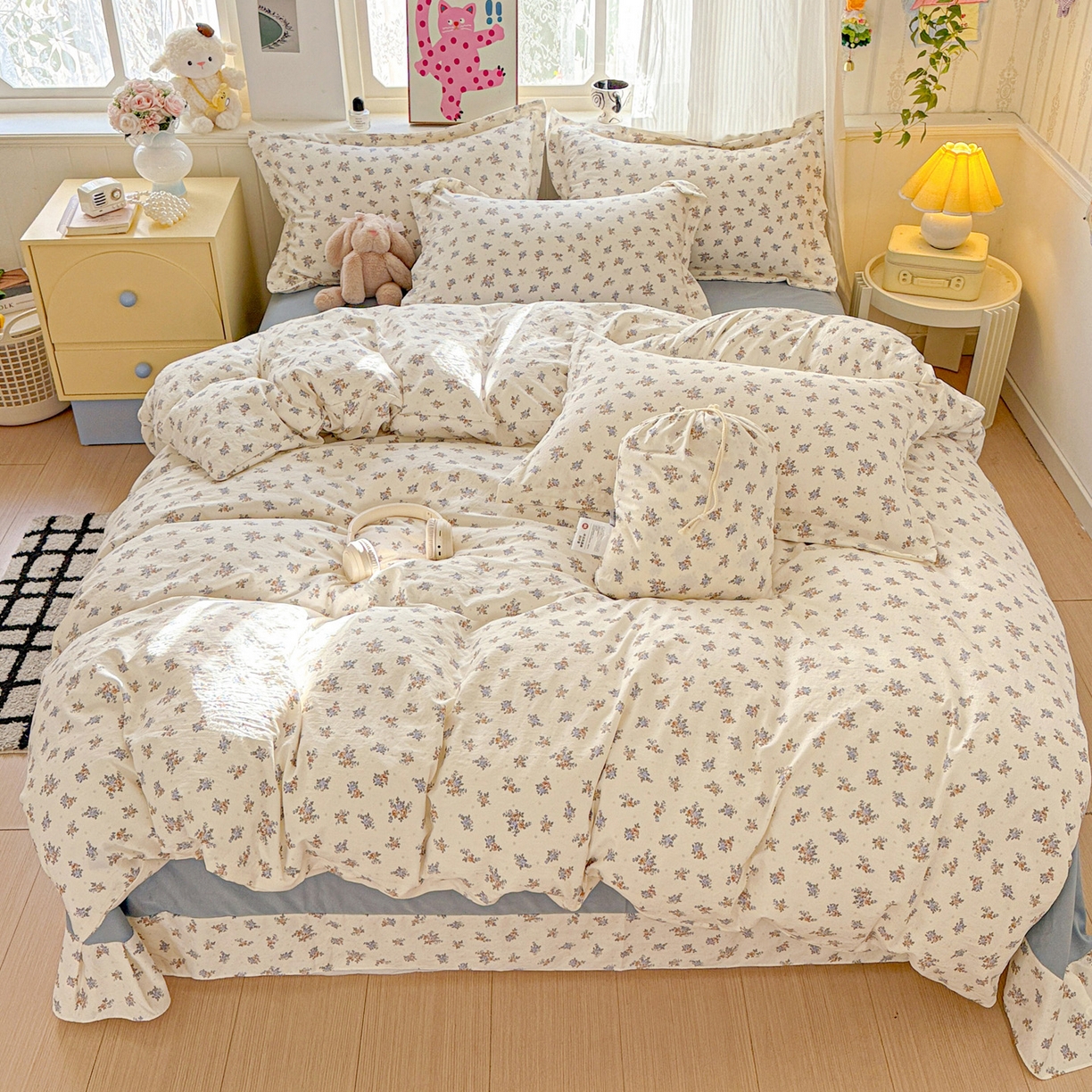 91家纺网 家纺一手货源 找家纺 （总）梦莱斯 2025新款韩国小布袋古法云感棉四件套