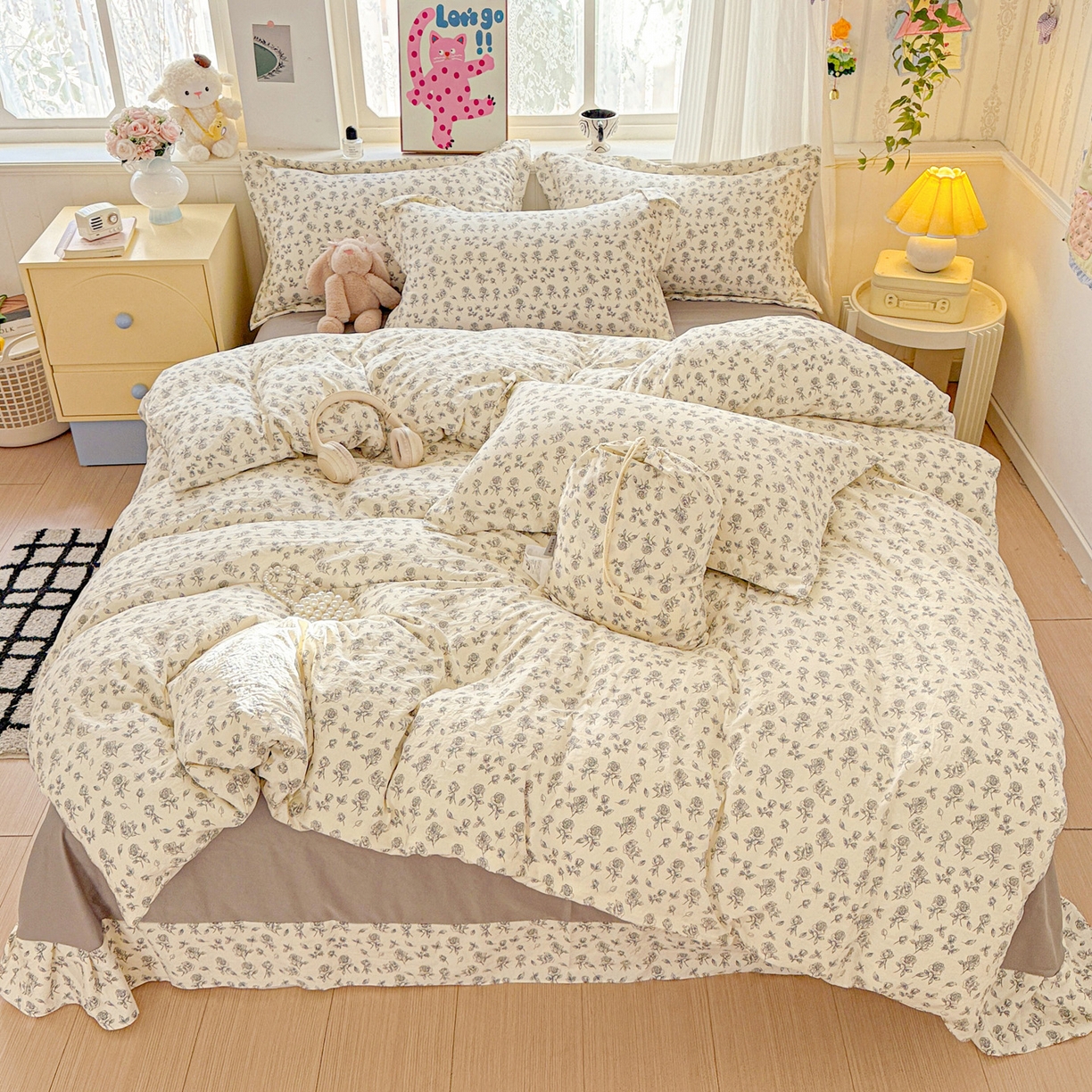 91家纺网 家纺一手货源 找家纺 （总）梦莱斯 2025新款韩国小布袋古法云感棉四件套