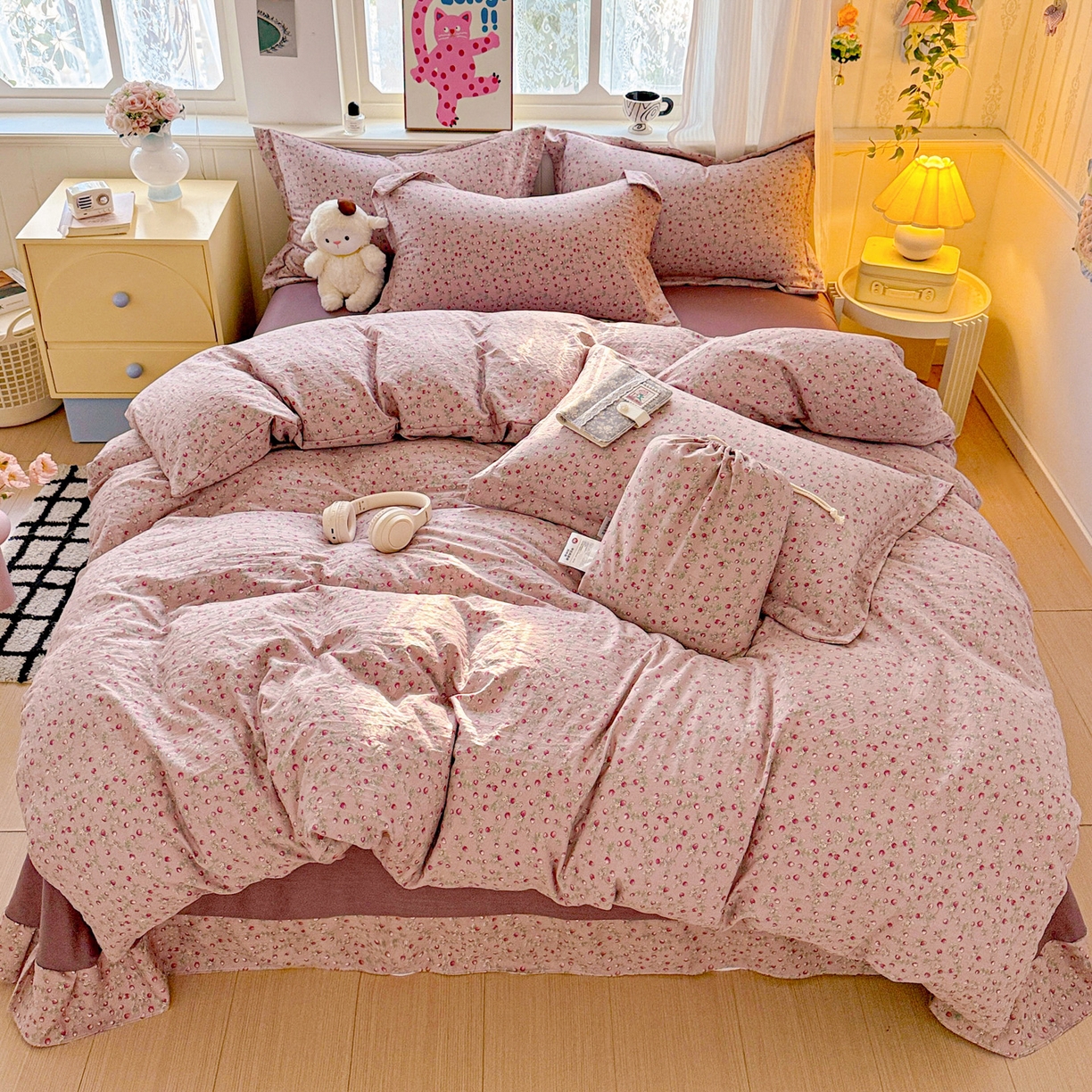 91家纺网 家纺一手货源 找家纺 （总）梦莱斯 2025新款韩国小布袋古法云感棉四件套