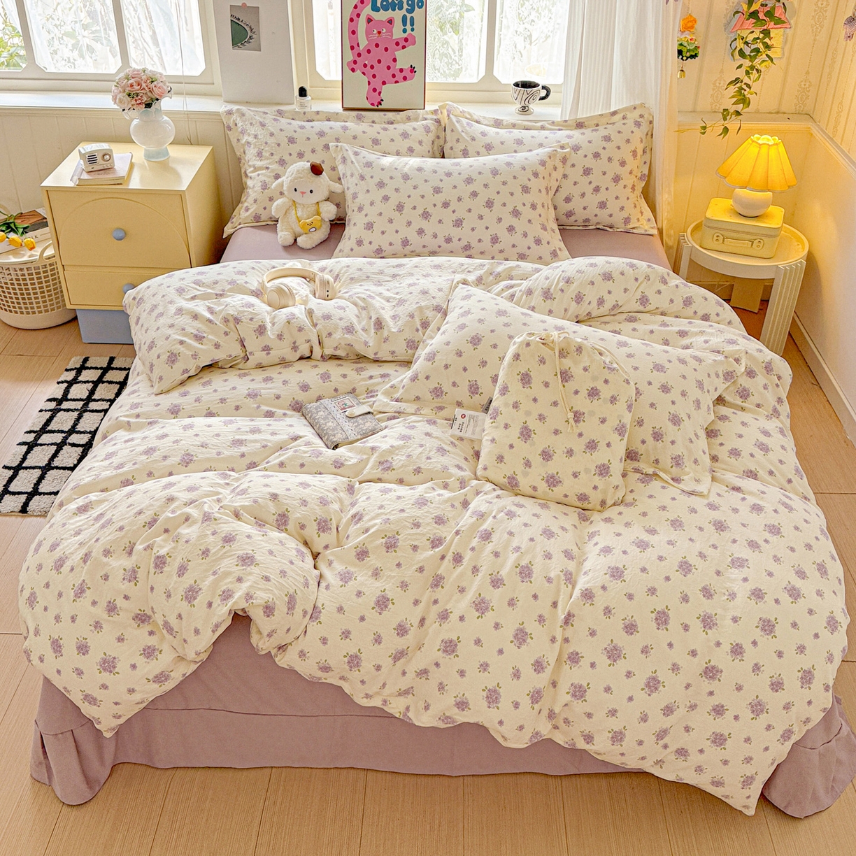 91家纺网 家纺一手货源 找家纺 （总）梦莱斯 2025新款韩国小布袋古法云感棉四件套