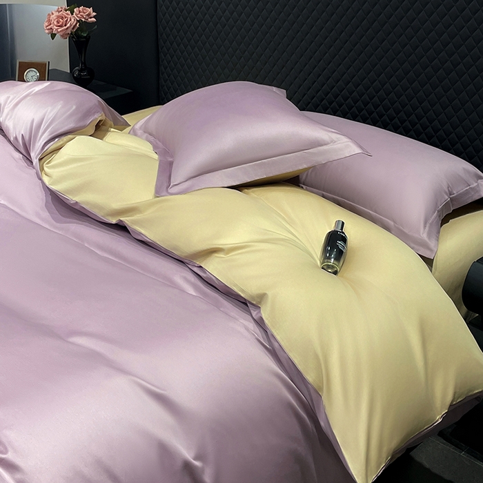 91家纺网 家纺一手货源 找家纺 观月轩家纺 2025新款100S长绒棉纯棉四件套 浅紫色