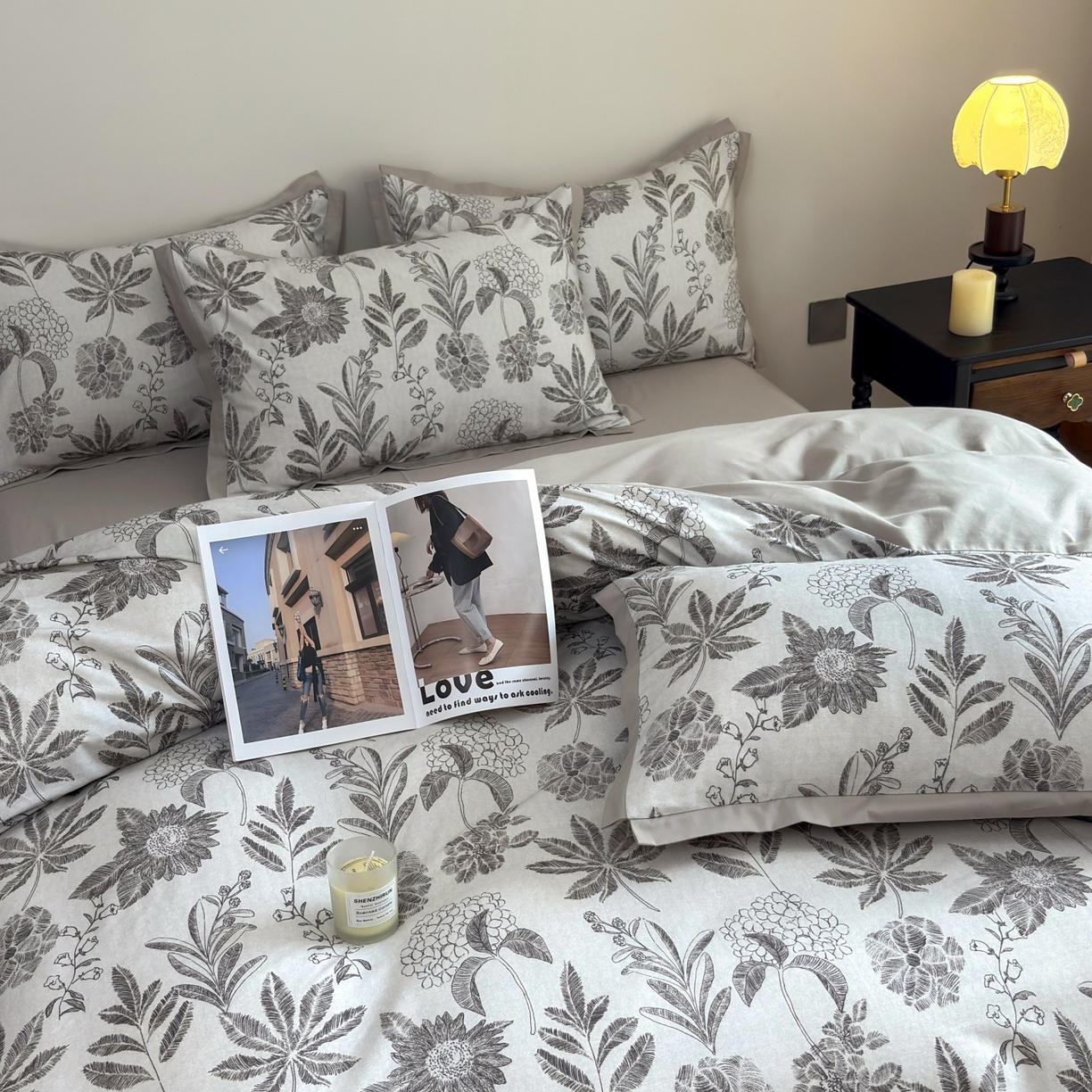 91家纺网 家纺一手货源 找家纺 未来家居 2025新款秋冬全棉加厚磨毛纯色印花缺角工艺系列高端礼盒包装四件套 南非庄园-咖