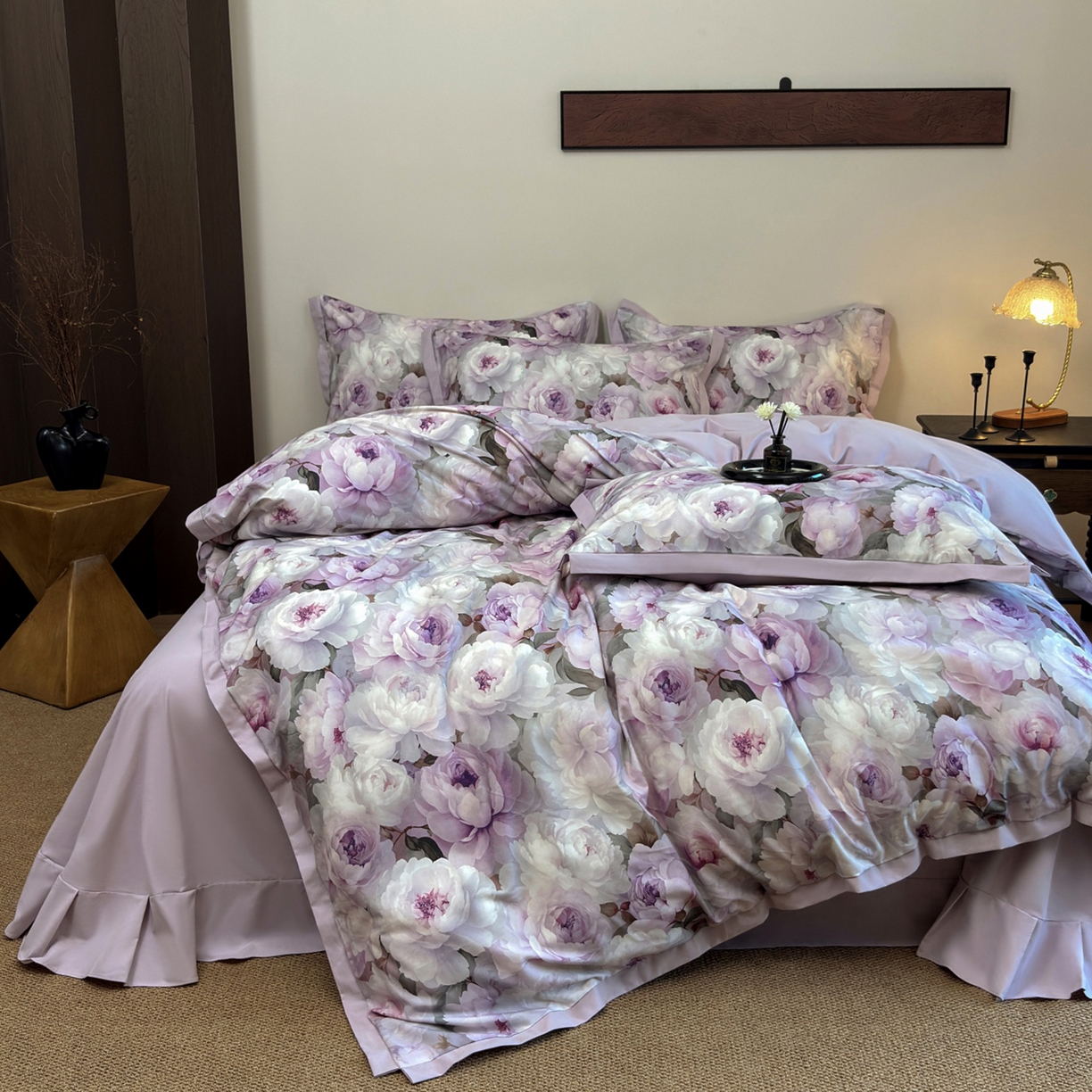 91家纺网 家纺一手货源 找家纺 （总）未来家居 2025新款秋冬全棉加厚磨毛纯色印花缺角工艺系列高端礼盒包装四件套