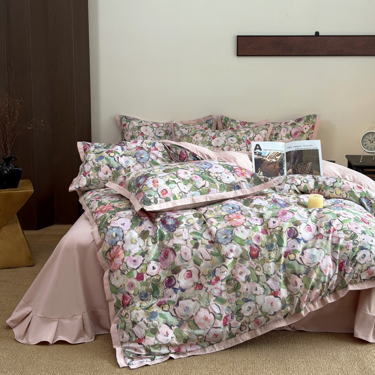 91家纺网 家纺一手货源 找家纺 （总）未来家居 2025新款秋冬全棉加厚磨毛纯色印花缺角工艺系列高端礼盒包装四件套