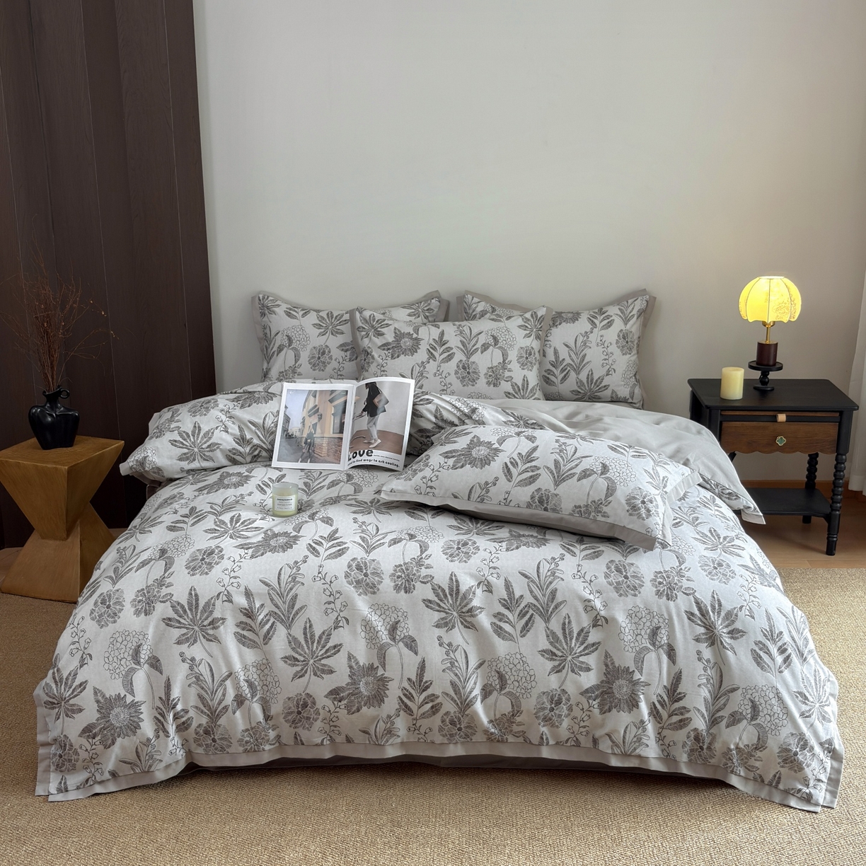 91家纺网 家纺一手货源 找家纺 未来家居 2025新款秋冬全棉加厚磨毛纯色印花缺角工艺系列高端礼盒包装四件套 南非庄园-咖