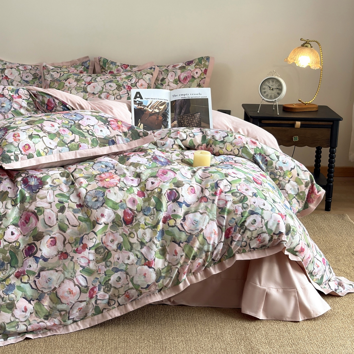 91家纺网 家纺一手货源 找家纺 （总）未来家居 2025新款秋冬全棉加厚磨毛纯色印花缺角工艺系列高端礼盒包装四件套