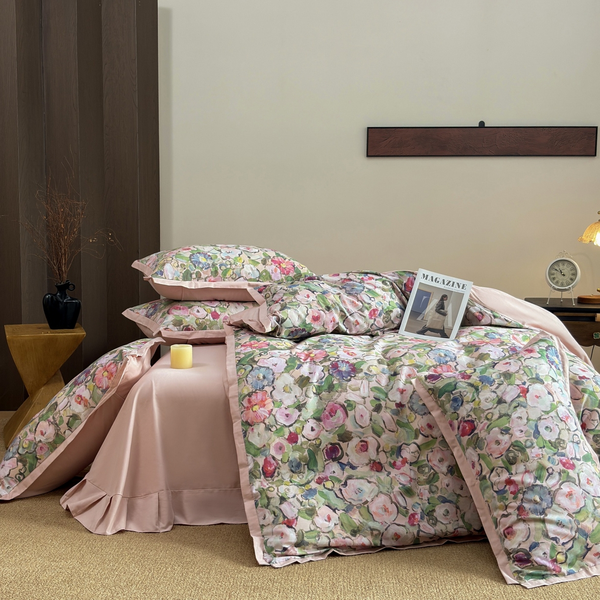 91家纺网 家纺一手货源 找家纺 （总）未来家居 2025新款秋冬全棉加厚磨毛纯色印花缺角工艺系列高端礼盒包装四件套