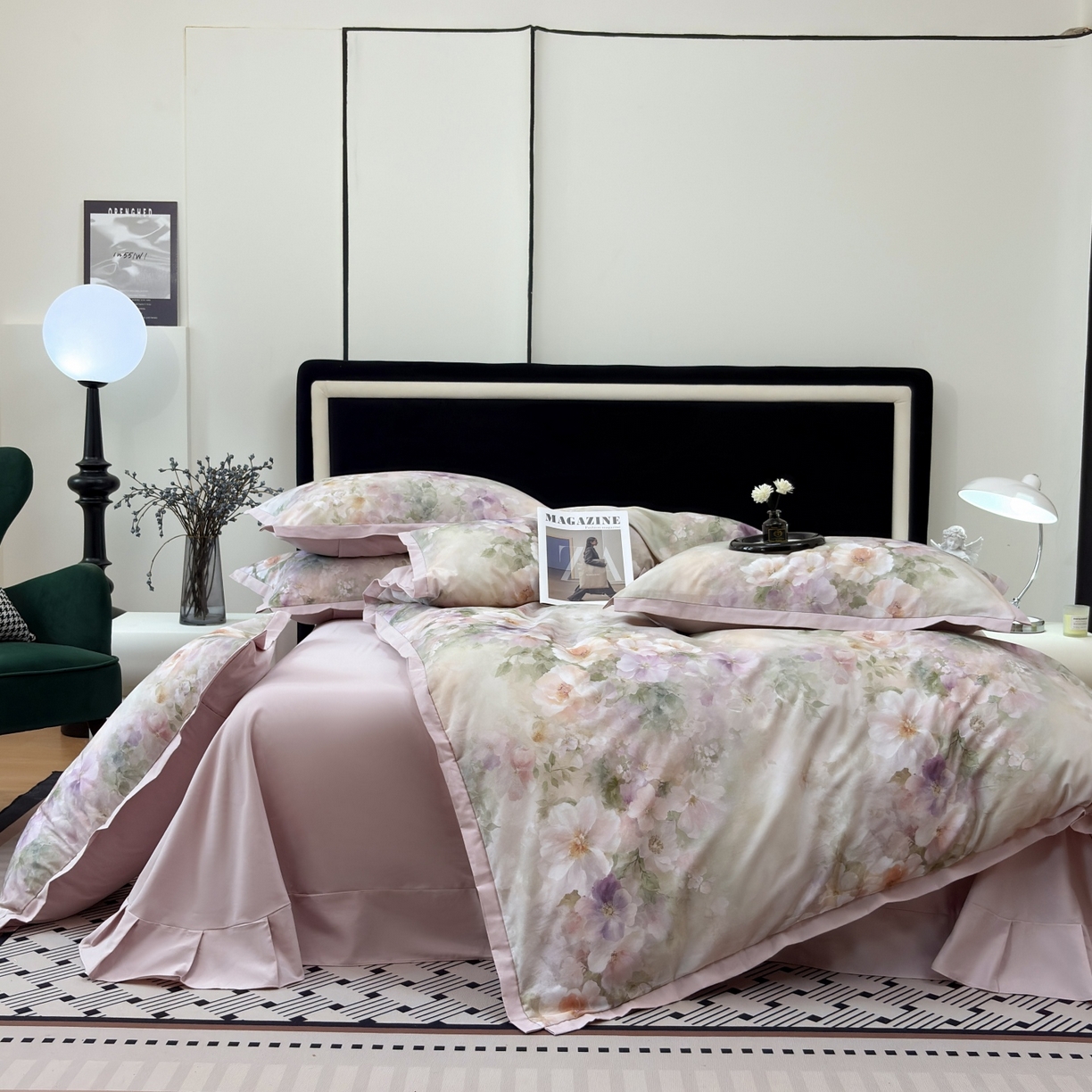 91家纺网 家纺一手货源 找家纺 未来家居 2025新款秋冬全棉加厚磨毛纯色印花缺角工艺系列高端礼盒包装四件套 芳芯-紫