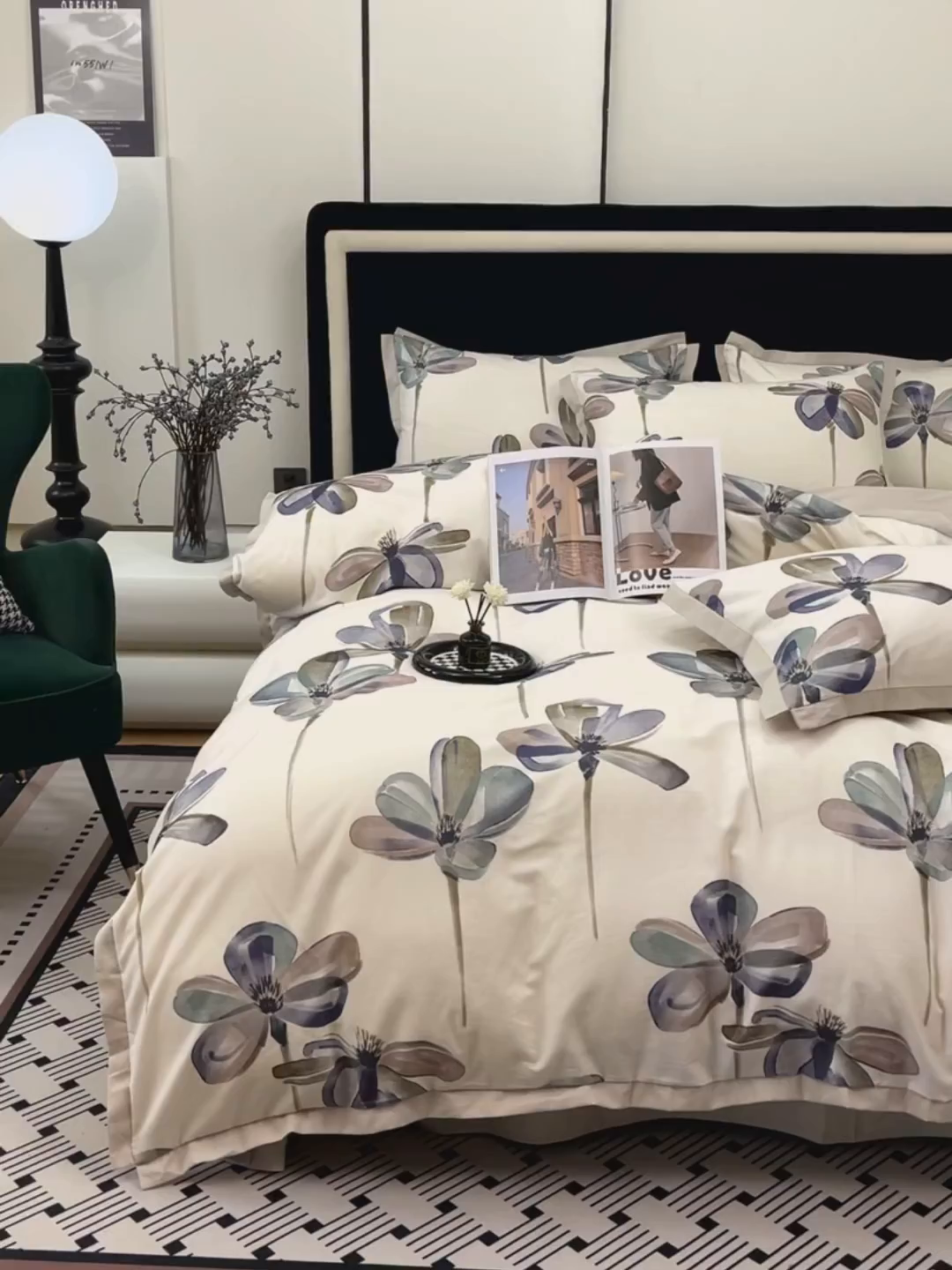 91家纺网 家纺一手货源 找家纺 未来家居 2025新款秋冬全棉加厚磨毛纯色印花缺角工艺系列高端礼盒包装四件套 茉白