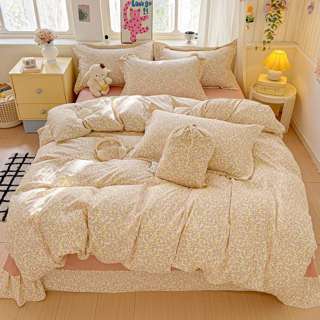 梦莱斯 2025新款韩国小布袋古法云感棉四件套 采薇