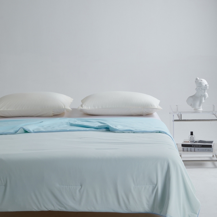 91家纺网 家纺一手货源 找家纺 观月轩家纺 2025新款双感控温pro蚕丝被夏被夏凉被空调被 浅蓝