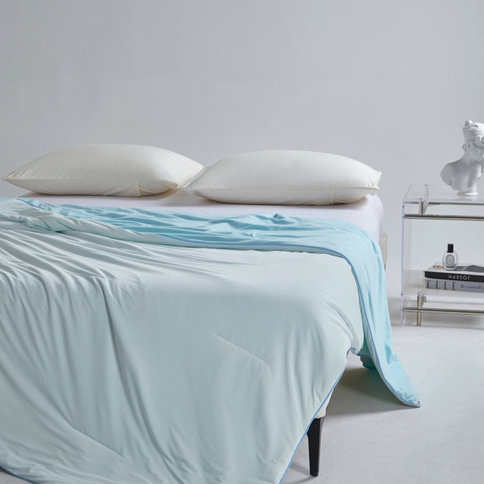 91家纺网 家纺一手货源 找家纺 观月轩家纺 2025新款双感控温pro蚕丝被夏被夏凉被空调被 浅蓝