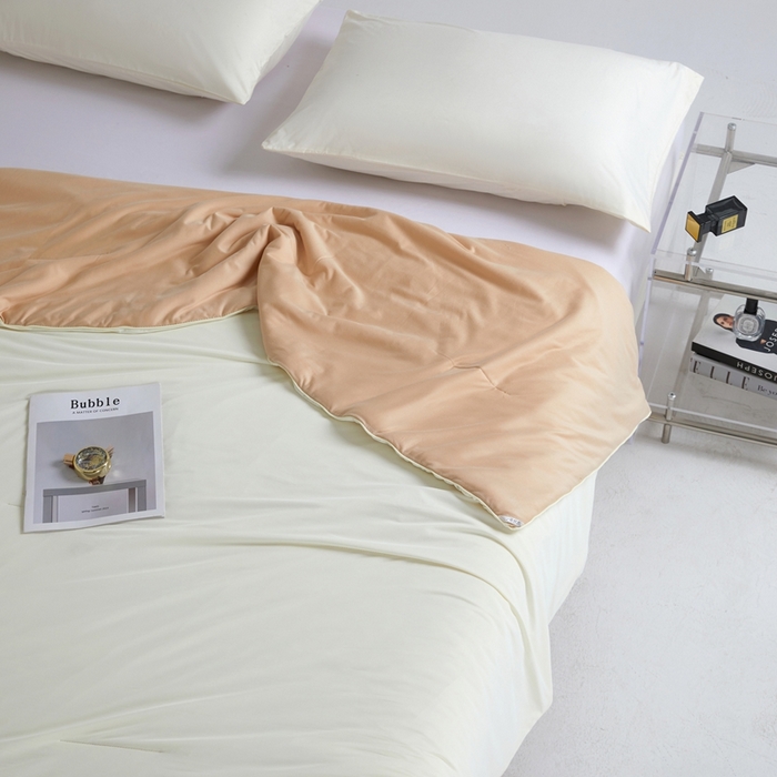 91家纺网 家纺一手货源 找家纺 观月轩家纺 2025新款双感控温pro蚕丝被夏被夏凉被空调被 米黄