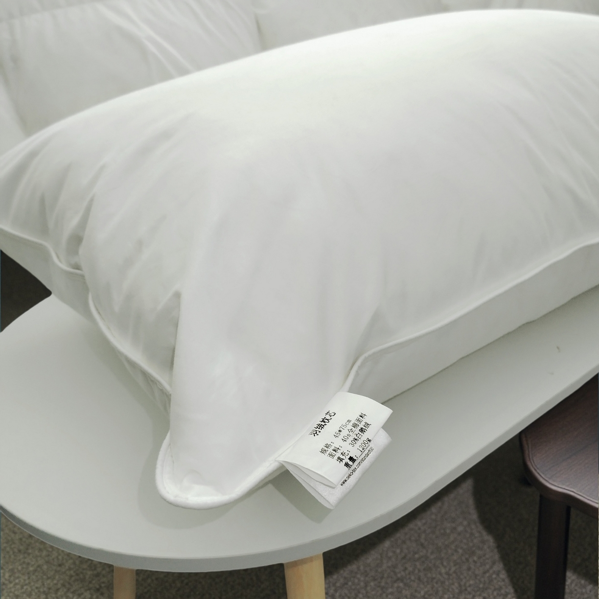 91家纺网 家纺一手货源 找家纺 安力森/诚臻酒店用品 2025新款全棉纯棉100白鹅绒枕头枕芯星级酒店超软不塌国家标准防钻枕头枕芯 白鹅毛羽绒枕（50%白鹅绒）