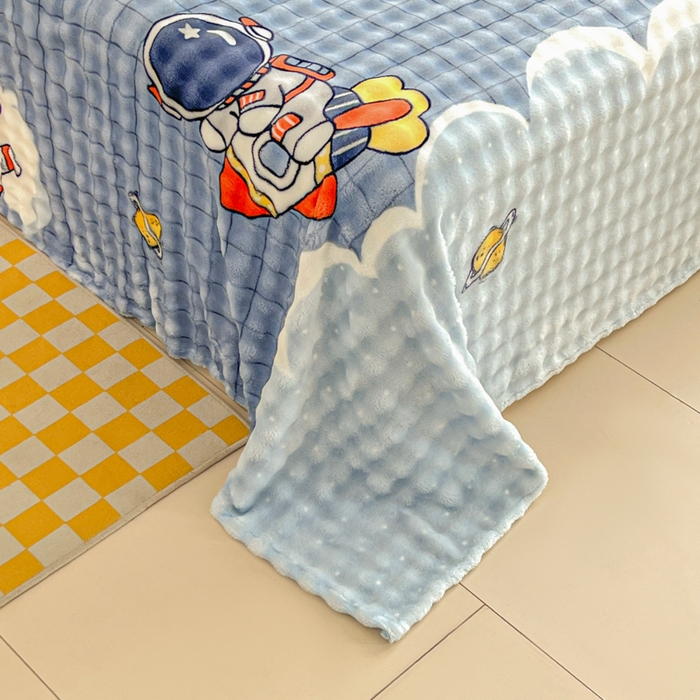 91家纺网 家纺一手货源 找家纺 爱屋及屋 2025新款牛奶泡泡绒印花单床单 床单单件 星际太空