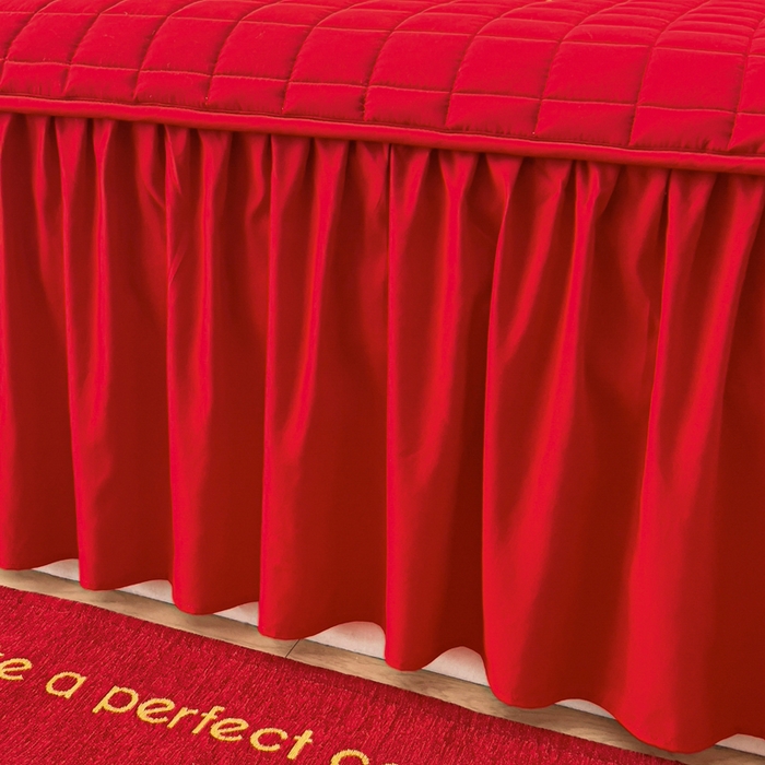 91家纺网 家纺一手货源 找家纺 七仙女家纺 2025新款轻奢婚庆高克重水洗磨毛夹棉床裙单床裙床裙单件床裙三件套 花开并蒂