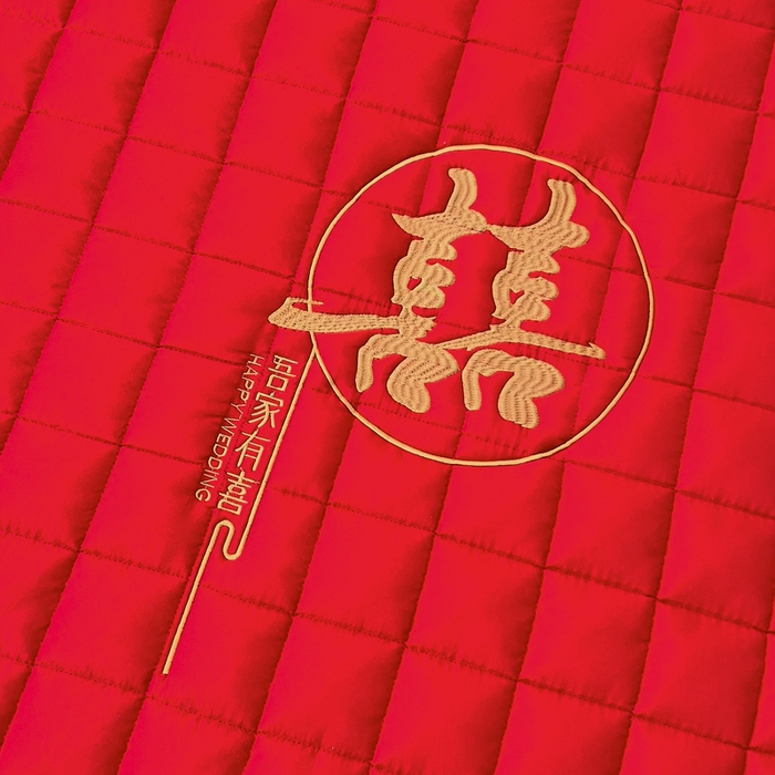 91家纺网 家纺一手货源 找家纺 七仙女家纺 2025新款轻奢婚庆高克重水洗磨毛夹棉床裙单床裙床裙单件床裙三件套 吾家有喜