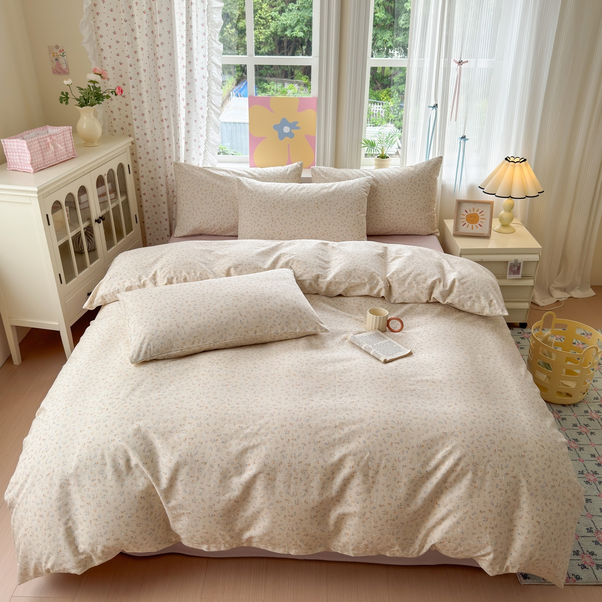 91家纺网 家纺一手货源 找家纺 （总）优彩 2025新款13372碎花系列全棉四件套