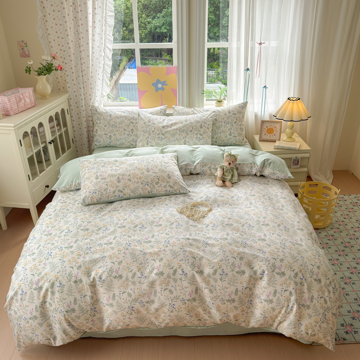 优彩 2025新款13372碎花系列全棉四件套草花谣