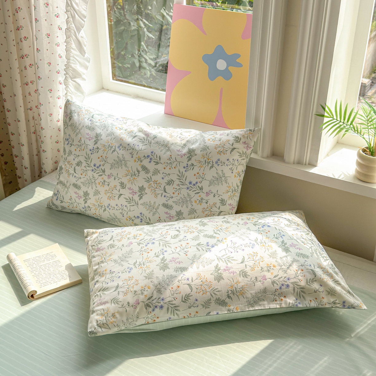 91家纺网 家纺一手货源 找家纺 优彩 2025新款13372碎花系列全棉四件套草花谣