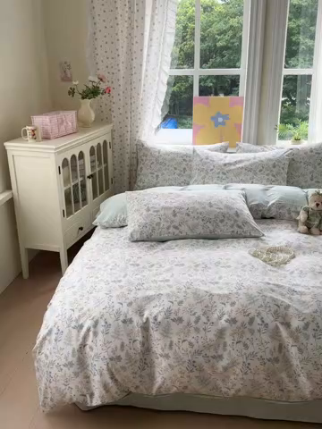 91家纺网 家纺一手货源 找家纺 优彩 2025新款13372碎花系列全棉四件套草花谣