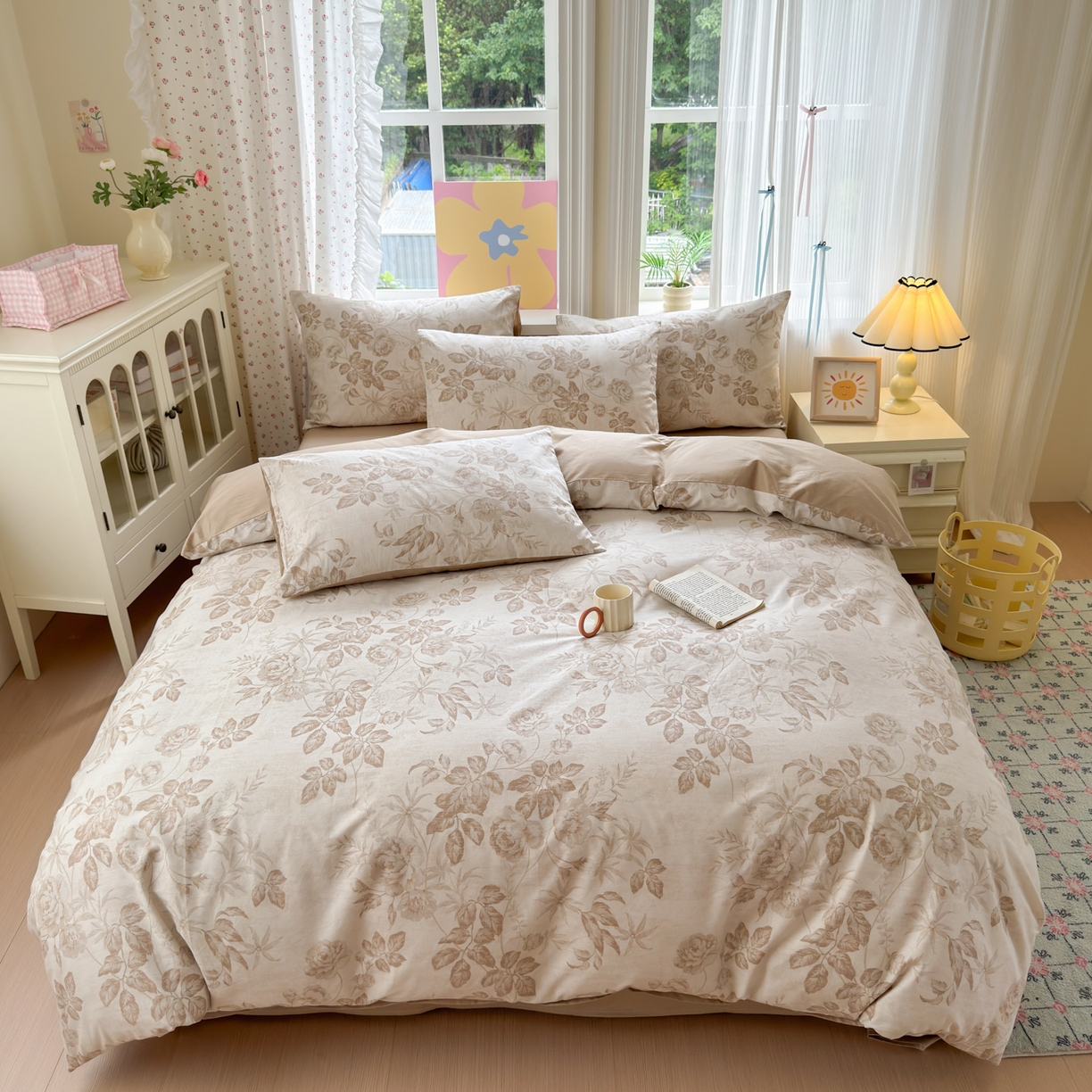 优彩 2025新款13372碎花系列全棉四件套风林下