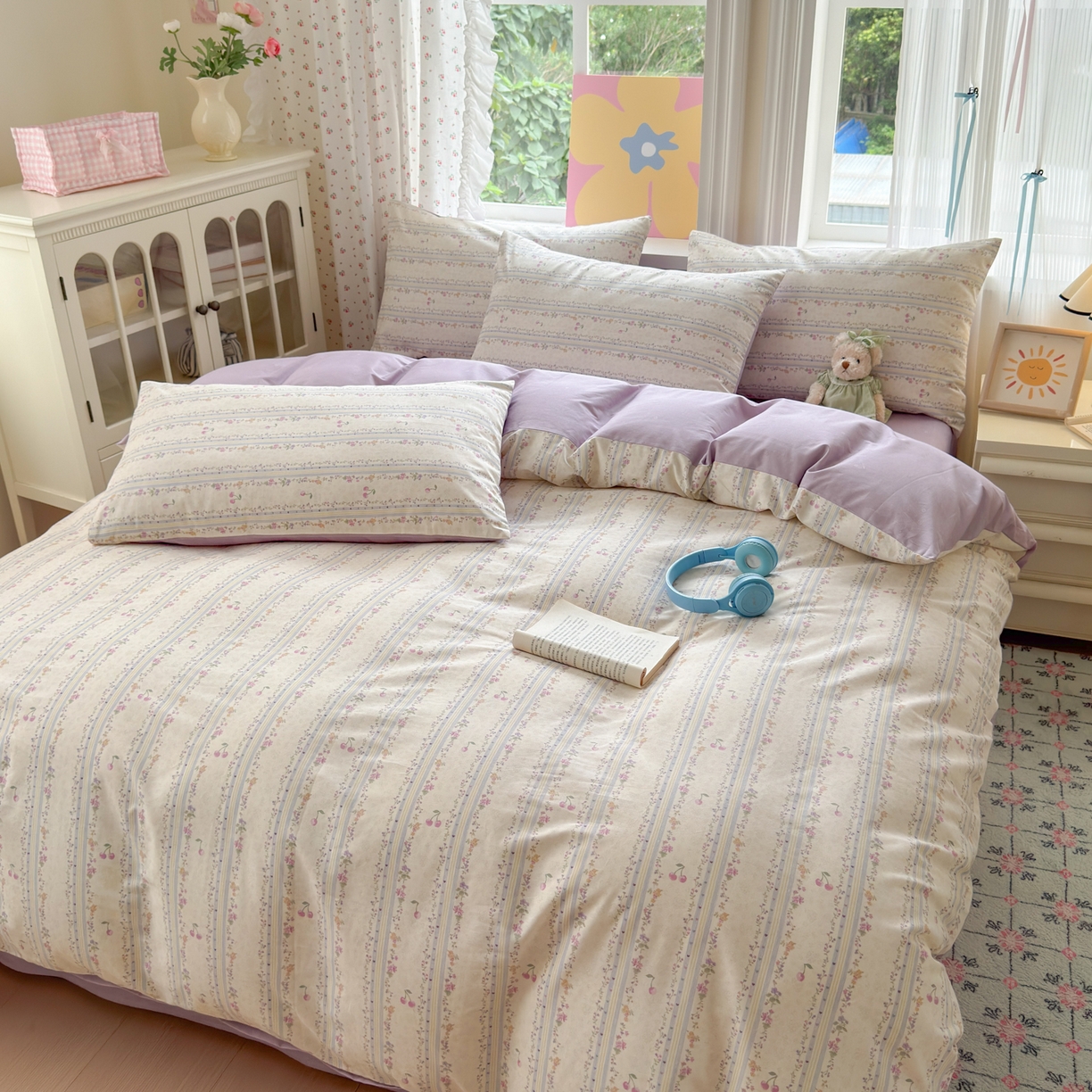 91家纺网 家纺一手货源 找家纺 优彩 2025新款13372碎花系列全棉四件套花未央