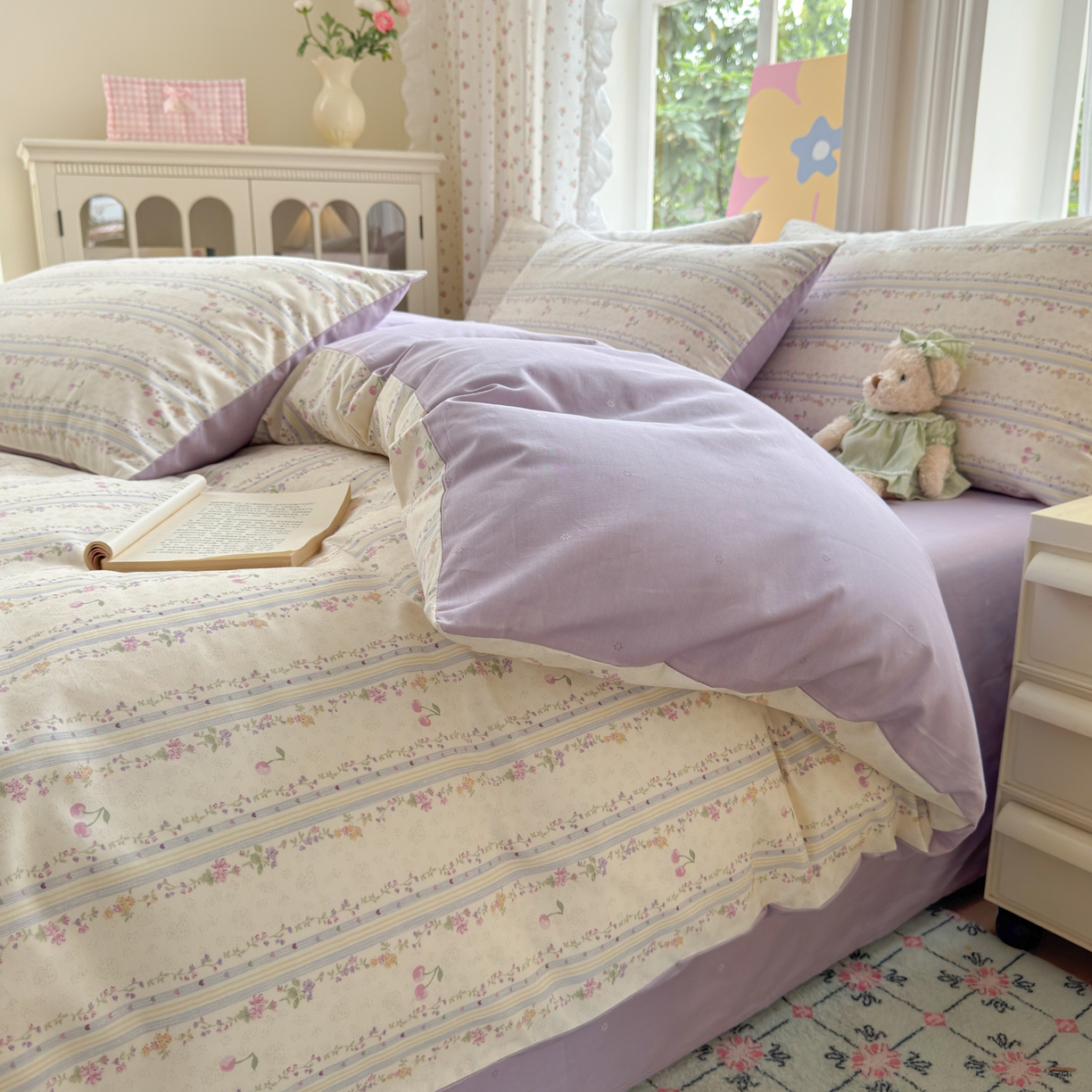 91家纺网 家纺一手货源 找家纺 优彩 2025新款13372碎花系列全棉四件套花未央