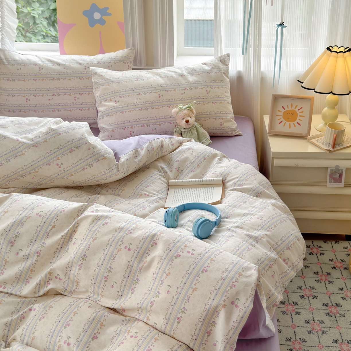 91家纺网 家纺一手货源 找家纺 优彩 2025新款13372碎花系列全棉四件套花未央