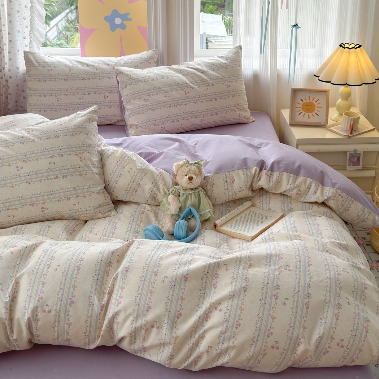 91家纺网 家纺一手货源 找家纺 优彩 2025新款13372碎花系列全棉四件套花未央