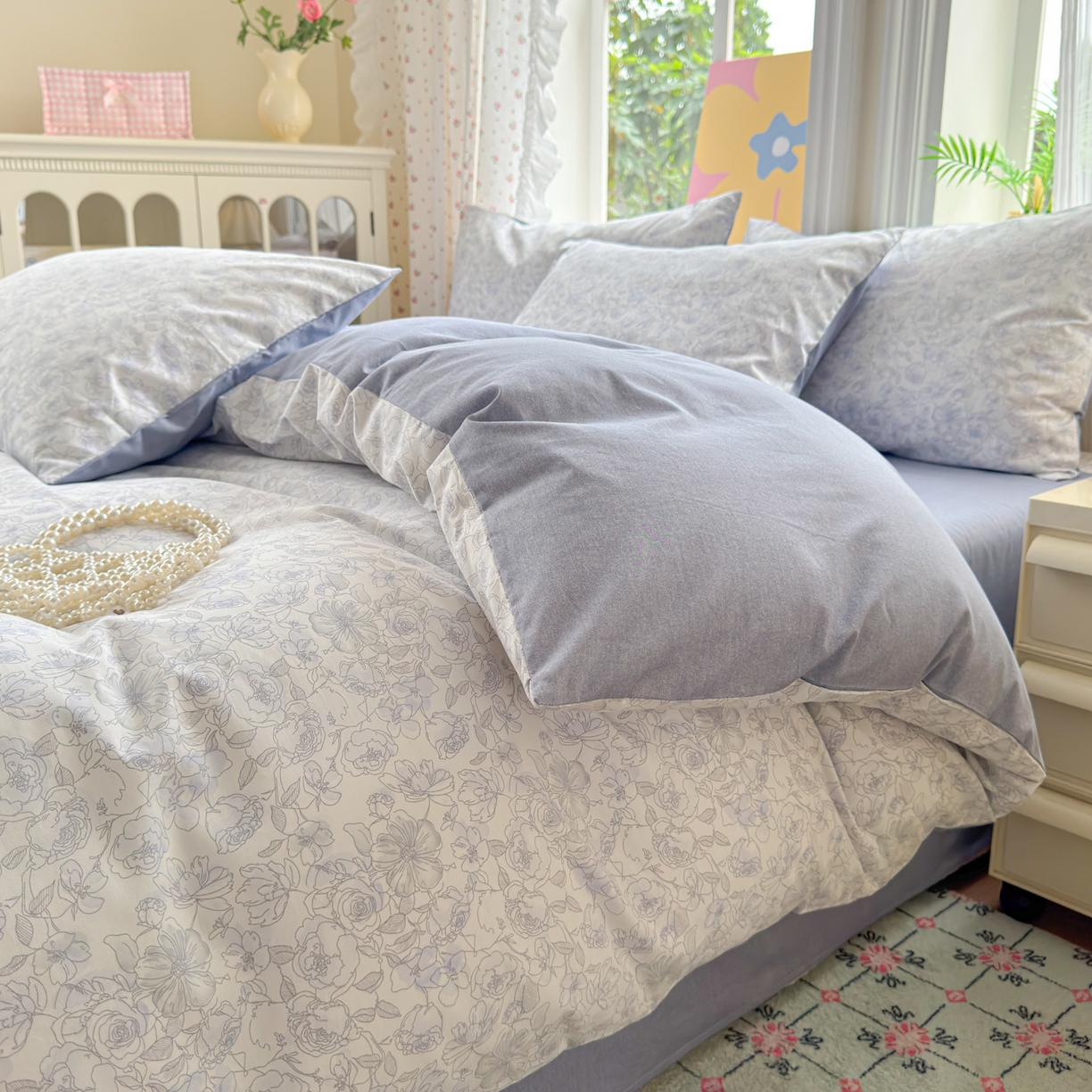 91家纺网 家纺一手货源 找家纺 优彩 2025新款13372碎花系列全棉四件套景悦