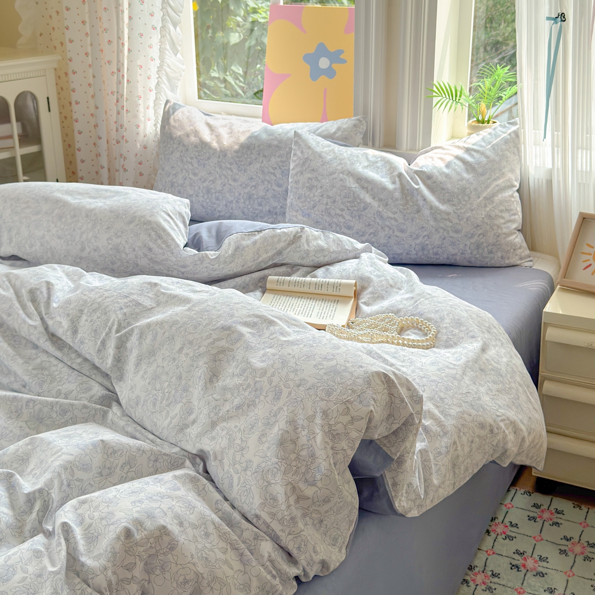 91家纺网 家纺一手货源 找家纺 优彩 2025新款13372碎花系列全棉四件套景悦