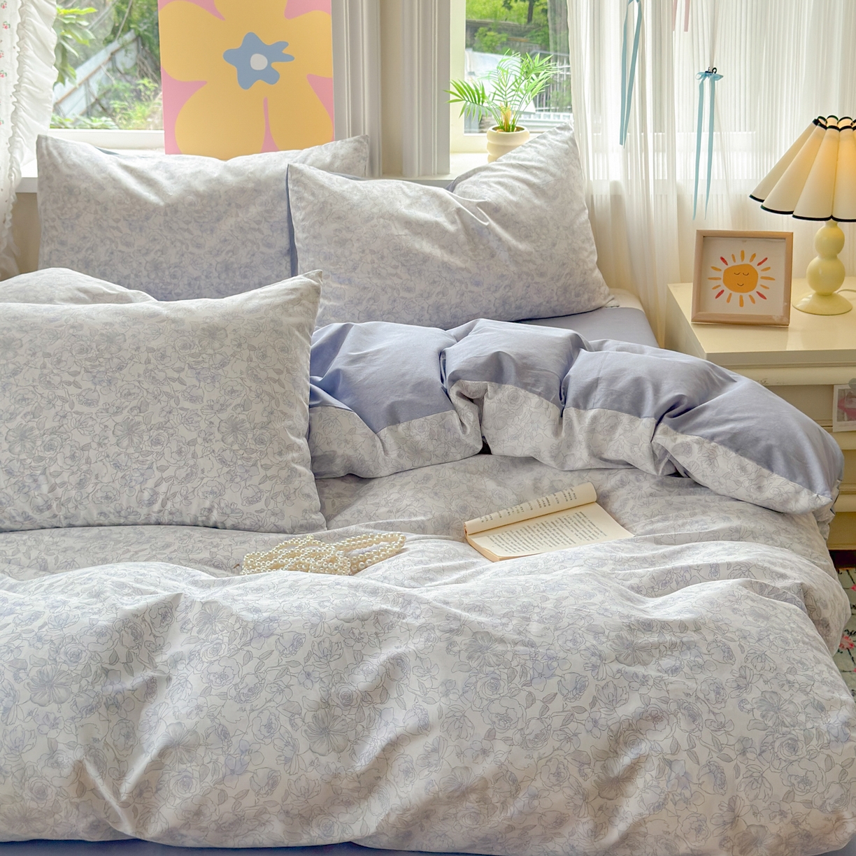 91家纺网 家纺一手货源 找家纺 优彩 2025新款13372碎花系列全棉四件套景悦