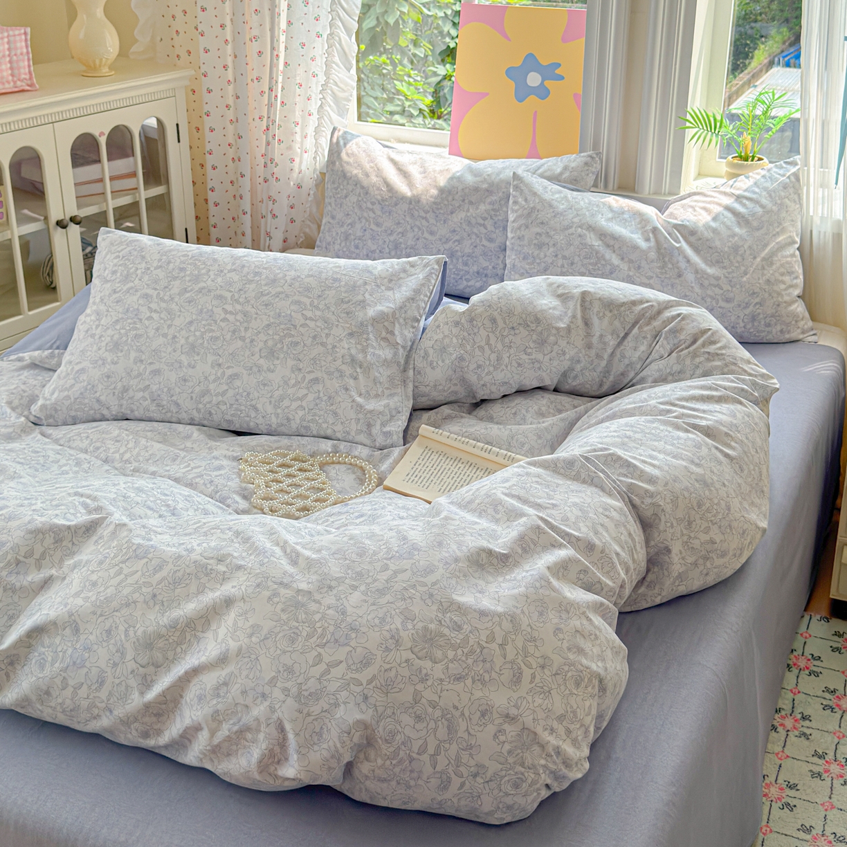 91家纺网 家纺一手货源 找家纺 优彩 2025新款13372碎花系列全棉四件套景悦