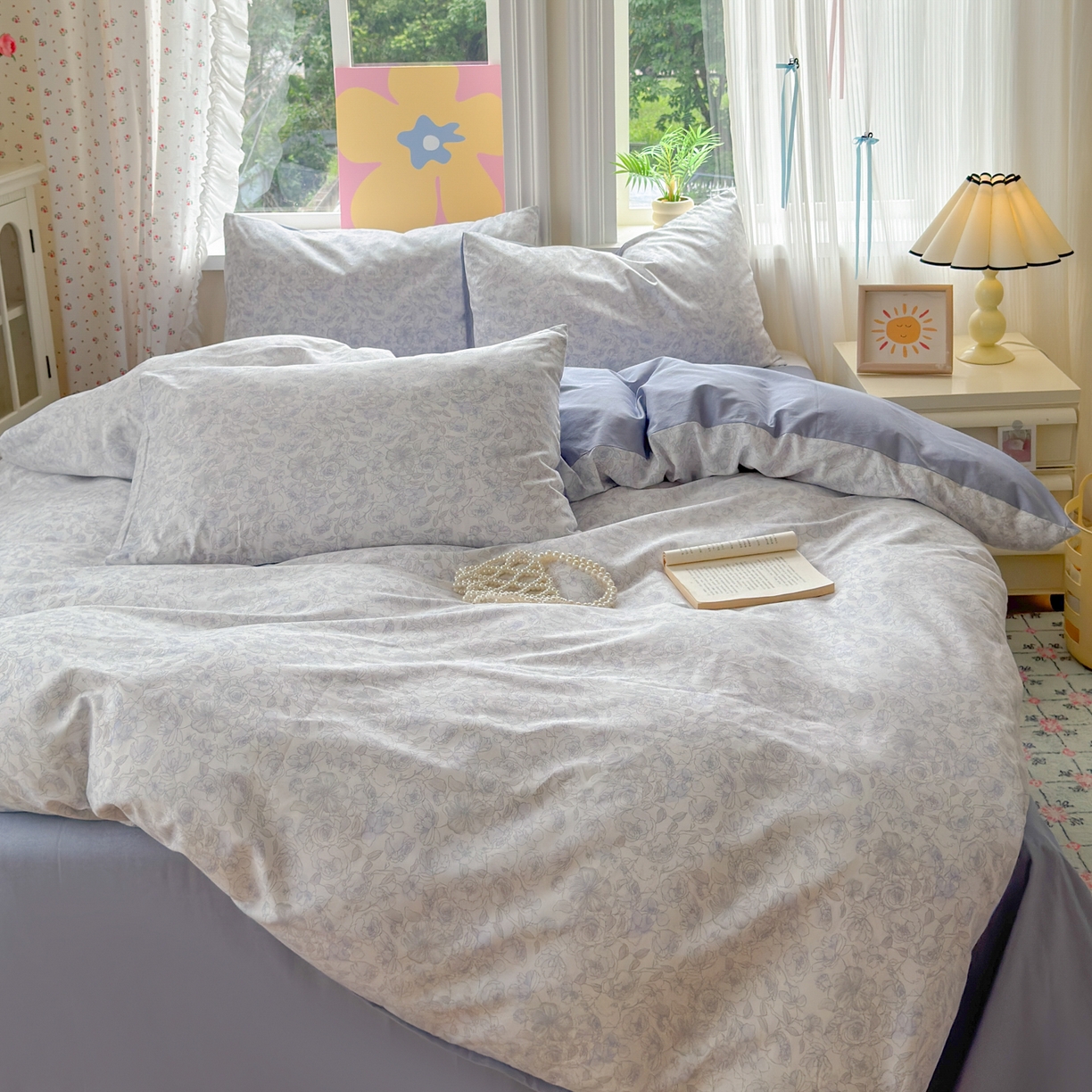 91家纺网 家纺一手货源 找家纺 优彩 2025新款13372碎花系列全棉四件套景悦