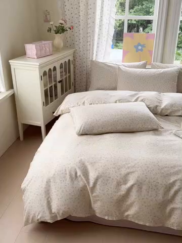 91家纺网 家纺一手货源 找家纺 优彩 2025新款13372碎花系列全棉四件套葵语