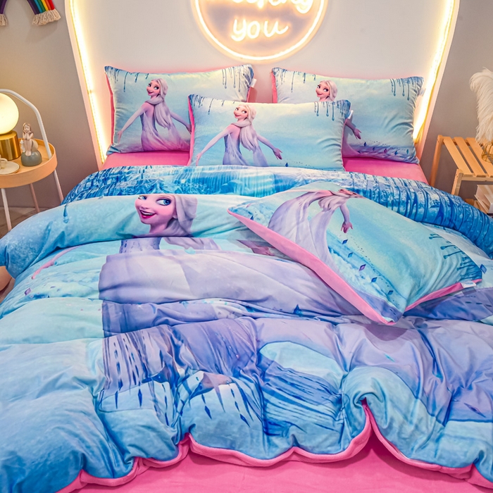 91家纺网 家纺一手货源 找家纺 （总）ds生活馆 2025新款大版卡通水晶绒牛奶绒单被套