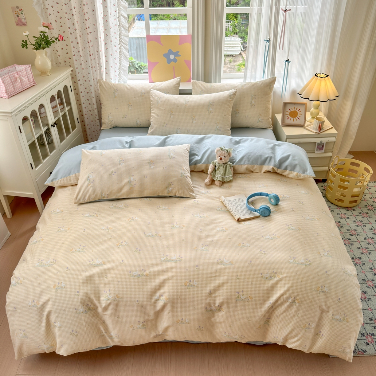 优彩 2025新款13372碎花系列全棉四件套小萌鸭