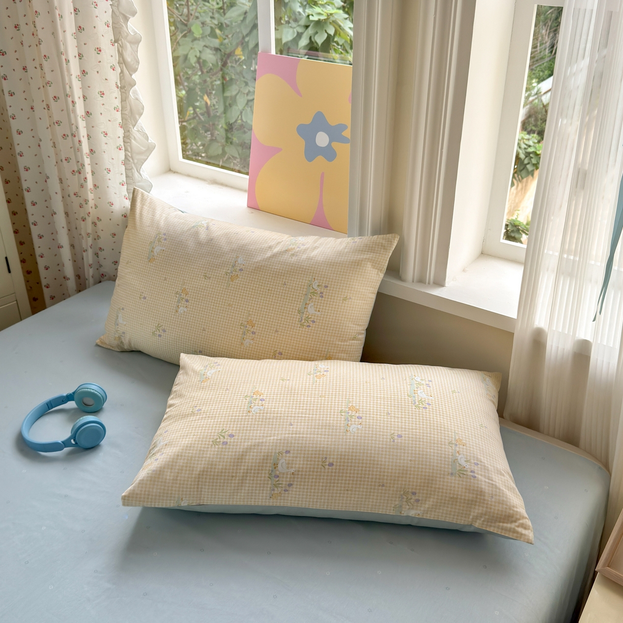 91家纺网 家纺一手货源 找家纺 优彩 2025新款13372碎花系列全棉四件套小萌鸭