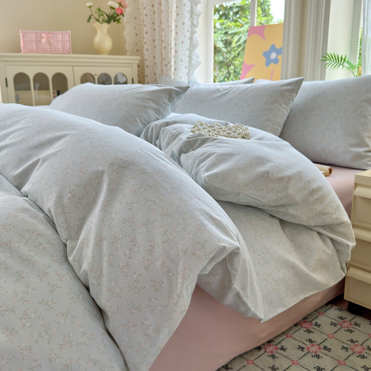 91家纺网 家纺一手货源 找家纺 优彩 2025新款13372碎花系列全棉四件套云森处