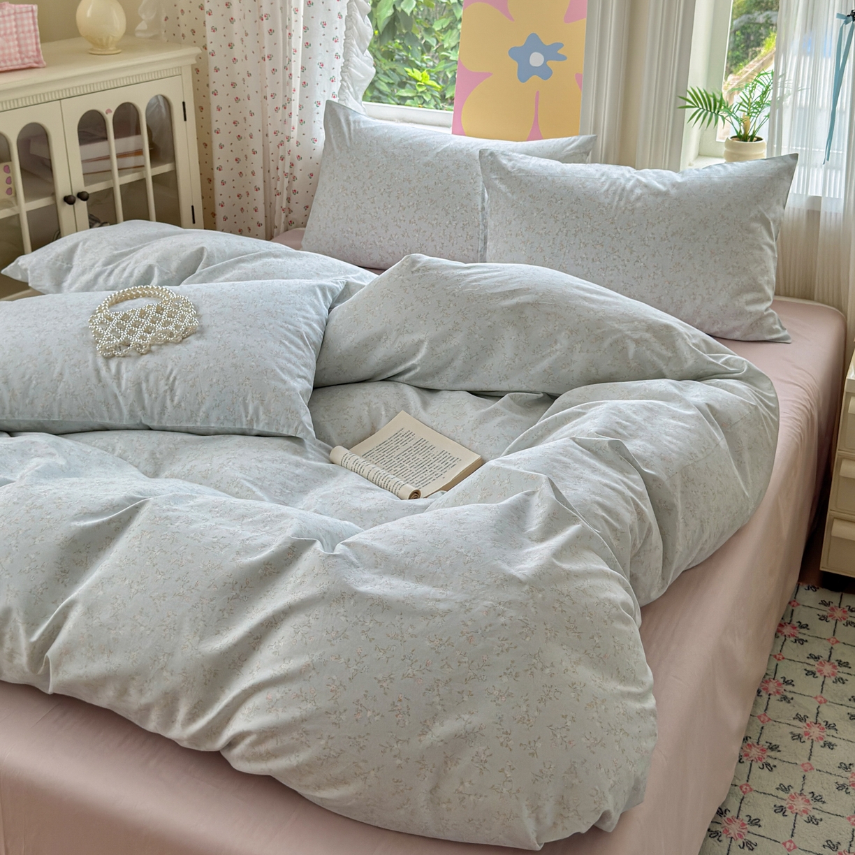 91家纺网 家纺一手货源 找家纺 优彩 2025新款13372碎花系列全棉四件套云森处