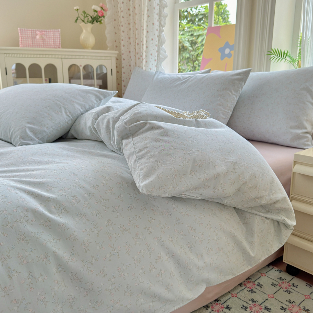 91家纺网 家纺一手货源 找家纺 优彩 2025新款13372碎花系列全棉四件套云森处